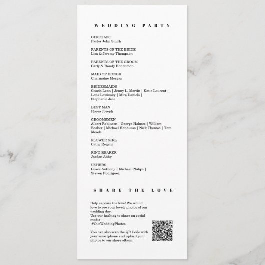 Programme Noir classique Moderne Chic Monogramme QR Code Mar (Dos)