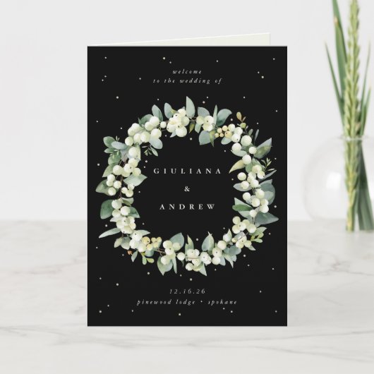 Programme Noir/Crème Snowberry+Eucalyptus Mariage d'hiver (Devant)