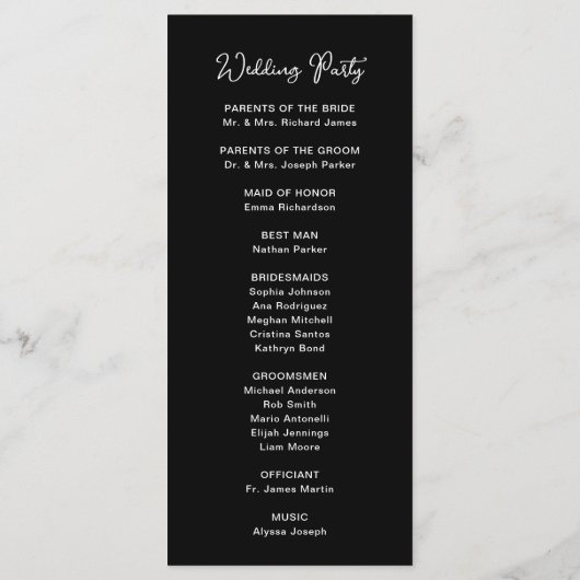 Programme Noir doux et blanc | MARIAGE (Dos)