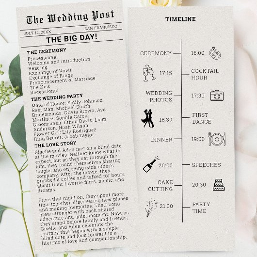 Programme nostalgique de mariage dans les journaux