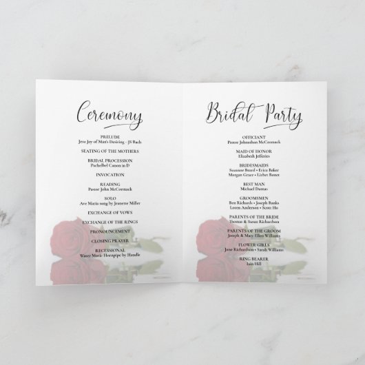 Programme Nous Faisons Élégant Long Stemmed Red Rose Mariage (Intérieur)