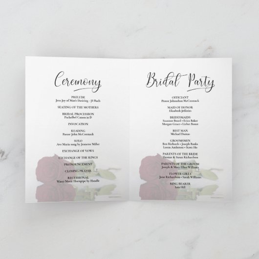 Programme Nous faisons Elégant Rose Burgundy Mariage plié (Intérieur)
