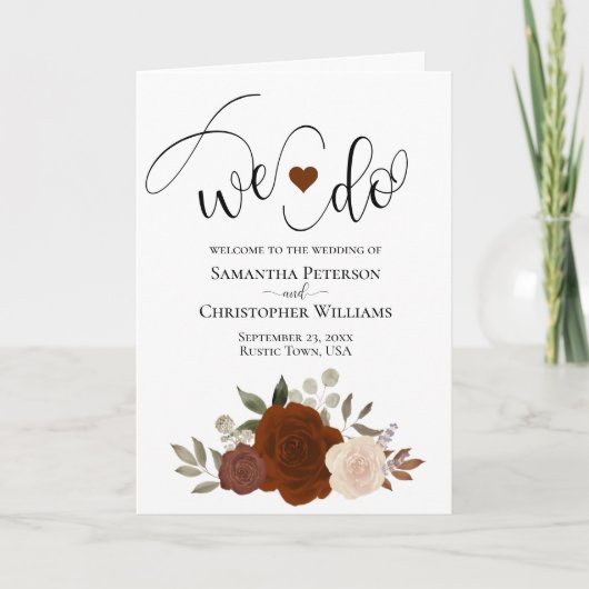 Programme Nous faisons Elegant rouille Rose Boho Mariage (Devant)