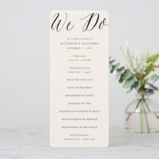 Programme Nous faisons Script Calligraphie Mariage classique (Debout devant)