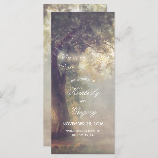 Programme Oak Tree and String Lights Rustic Wedding Programm (Devant / Derrière)
