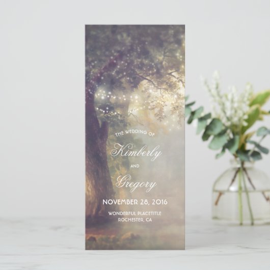 Programme Oak Tree and String Lights Rustic Wedding Programm (Debout devant)