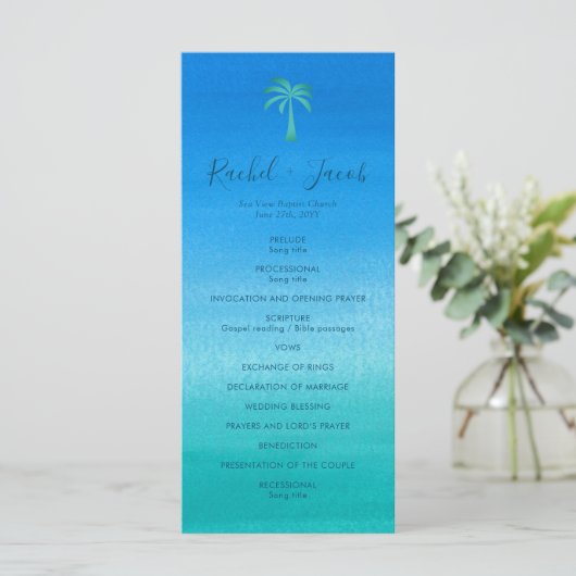 Programme Ocean Blue Green Beach Mariage tropical Palm Tree (Debout devant)