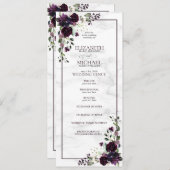 Programme officiel de mariage à l'aquarelle violet (Devant / Derrière)