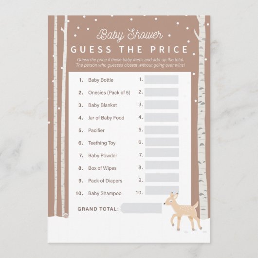 Programme Oh Deer - Baby shower Devine le prix ! (Devant)