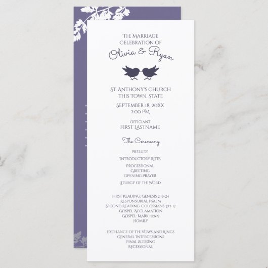 Programme Oiseaux de bois et feuillage pourpre (Devant / Derrière)