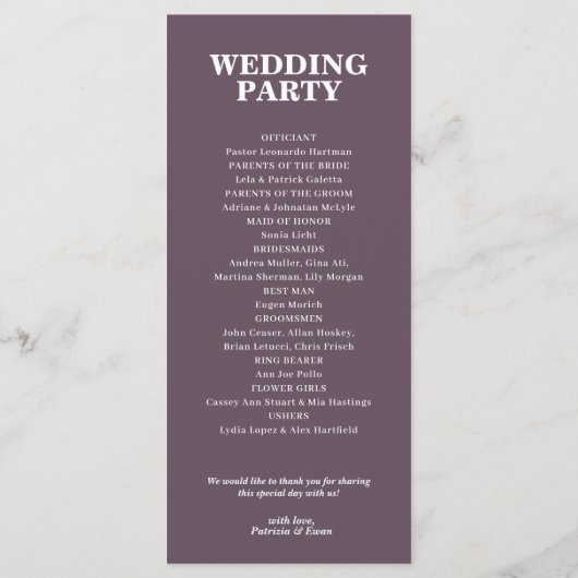 Programme Olive Brown Mariage plat (Dos)