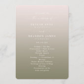 Programme Ombre Blush Pink & Green Mariage Ceremony Programm (Devant)