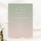 Programme Ombre Green & Light Pink Mariage Ceremony Programm