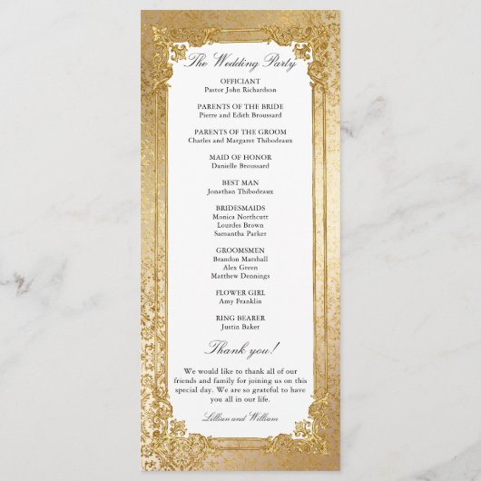 Programme Opulence dorée Noël Mariage floral (Dos)