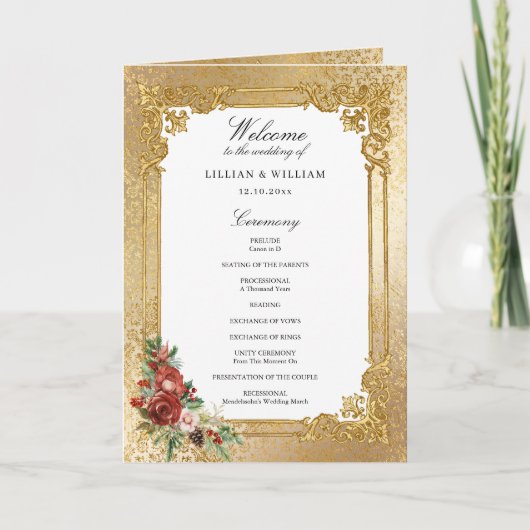 Programme Opulence dorée Noël Mariage floral (Devant)