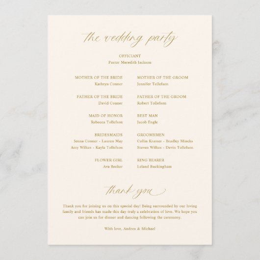 Programme Or romantique doux et Mariage d'ivoire léger (Dos)