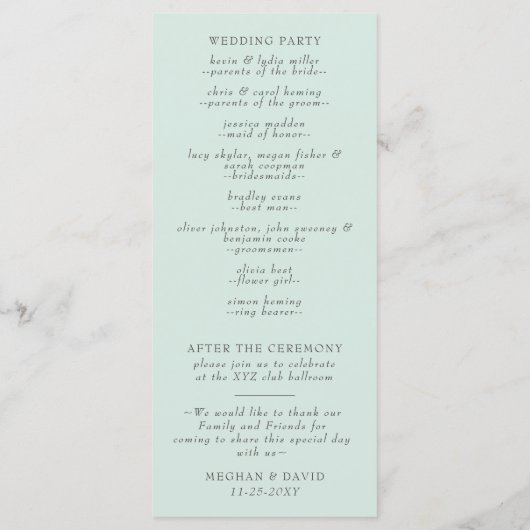 Programme Orange Blossoms Citrus Mariage botanique (Dos)