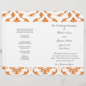 Programme Orange Grey Vintage Mariage damassé (Devant / Derrière)