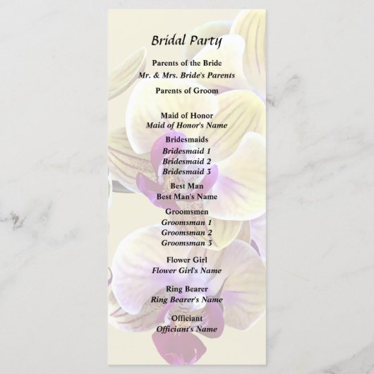 Programme Orchidées Pale Yellow et Magenta Phalaenopsis (Dos)