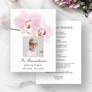 Programme Orchidées roses sur le service commémoratif funéra