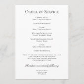 Programme Orchidées roses sur le service commémoratif funéra (Dos)