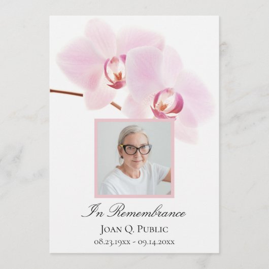 Programme Orchidées roses sur le service commémoratif funéra (Devant)