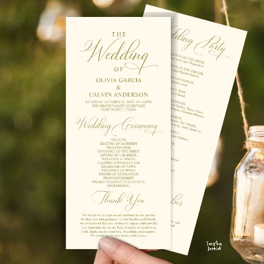 Programme Ordre de cérémonie de mariage élégant et moderne