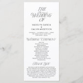 Programme Ordre de cérémonie de mariage moderne et classe (Devant)