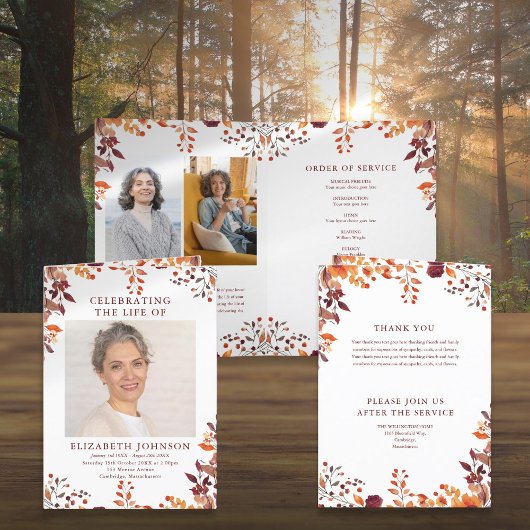 Programme Ordre de service commémoratif funéraire d'automne