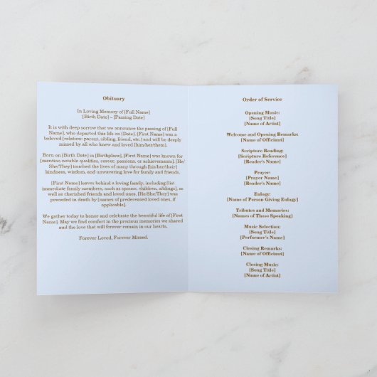 Programme Ordre de service commémoratif funéraire feuille Ho (Intérieur)