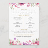 Programme Ordre de service de deuil avec photo florale (Dos)