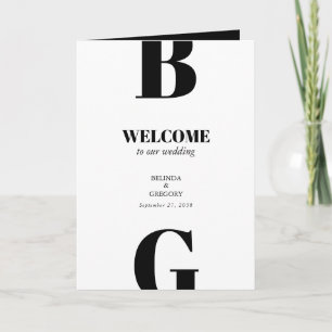 Programme Ordre de service de mariage moderne noir et blanc