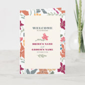 Programme Ordre de service de mariage rétro floral Boho Chic (Devant)
