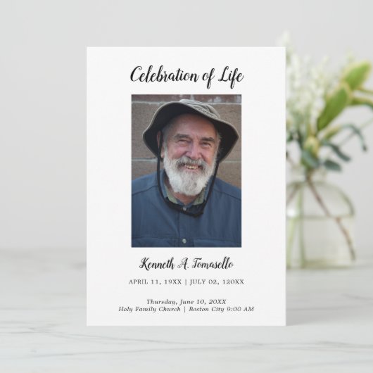 Programme Ordre de service funéraire classique Photo Flat (Debout devant)