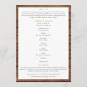 Programme Ordre de service funéraire en bois rustique avec v (Dos)