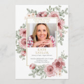 Programme Ordre de service funéraire floral rose poudré (Devant)