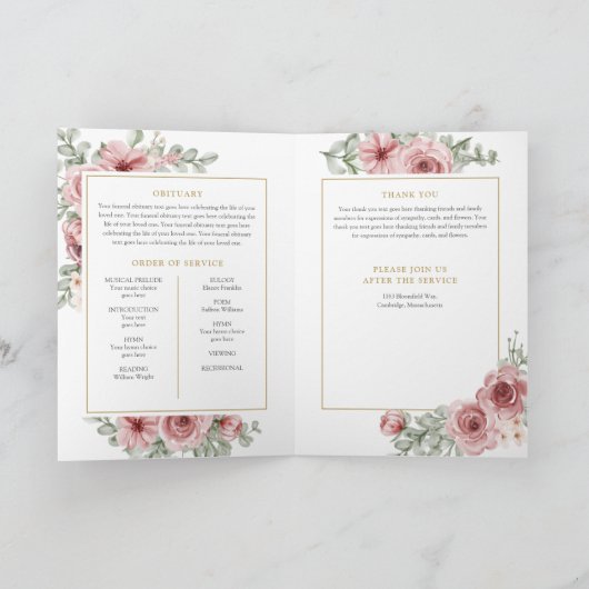 Programme Ordre de service funéraire mémorial floral photo (Intérieur)