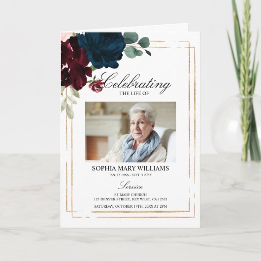 Programme Ordre des funérailles | Floral Memorial Program (Devant)