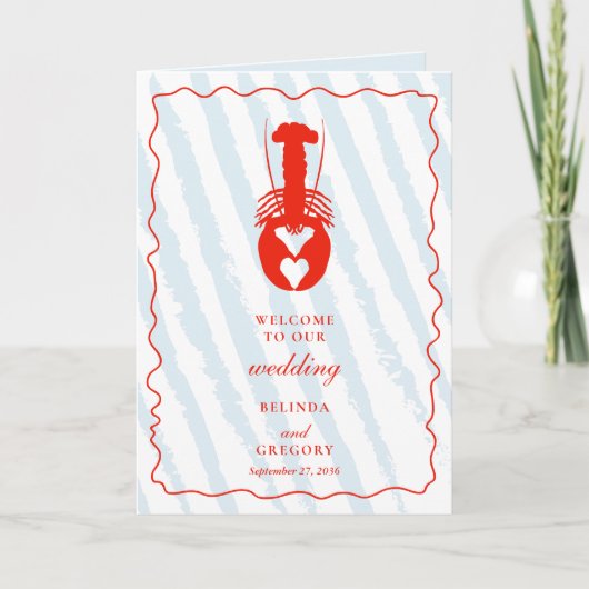 Programme Ordre du service de mariage Blue Stripe Lobster He (Devant)