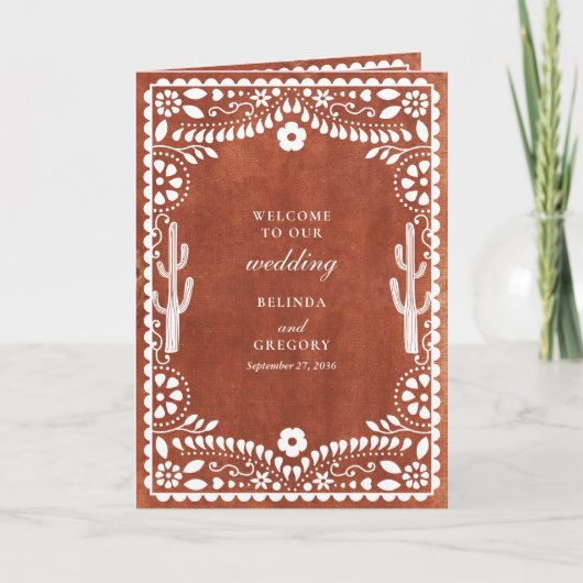 Programme Ordre du service de mariage mexicain Papel Picado  (Devant)