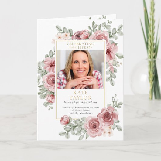 Programme Ordre du service funéraire floral de roses (Devant)
