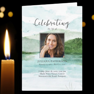 Programme Ordre funéraire de Watercolor Mountain Lake Ordre 