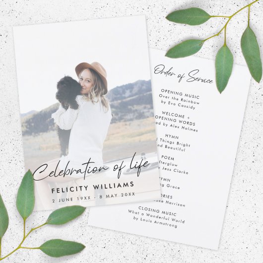 Programme Ordre funéraire du service | Célébration de la vie