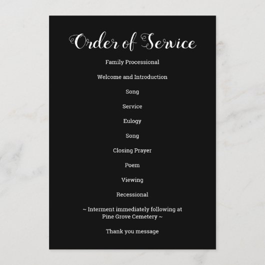 Programme Ordre Mémorial Moderne Du Service 9 Funérailles Ph (Dos)