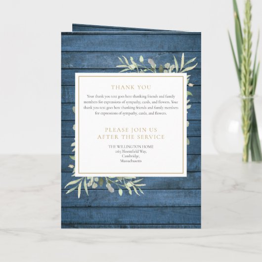 Programme Ordres funéraires Rustiques De Verdure (Dos)