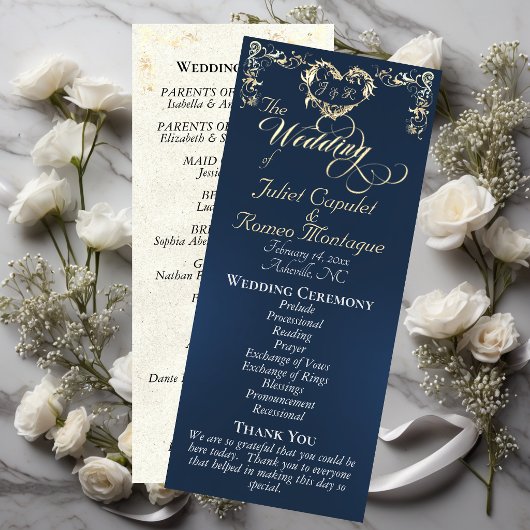 Programme Ornate Border & Heart - Blue