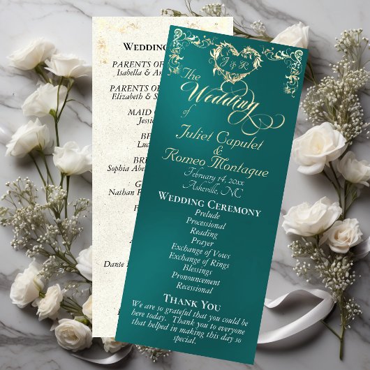 Programme Ornate Border & Heart - Teal