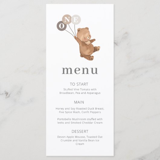 Programme Ours avec 3 ballons Brown - 1er anniversaire - Men (Devant)