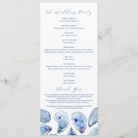 Programme Oyster Watercolor Beach Wedding Double Côté (Dos)