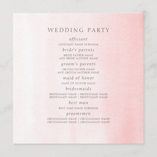 Programme Pampas Grass Blanc Orchidées Mariage tropical (Dos)